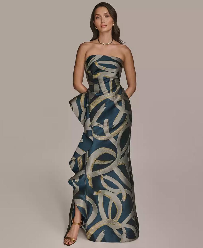 Donna Karan Women's Metallic-Print Strapless Gown