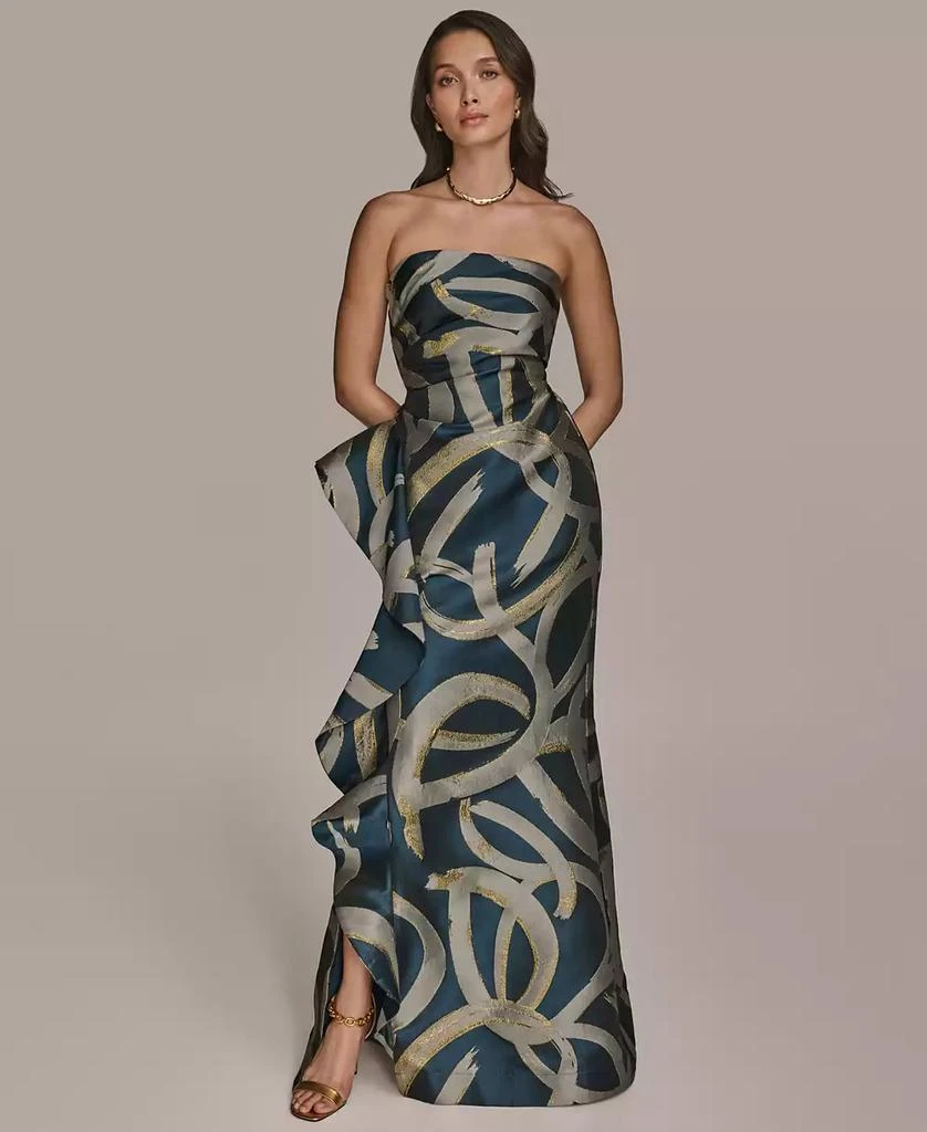 Donna Karan Women's Metallic-Print Strapless Gown 1