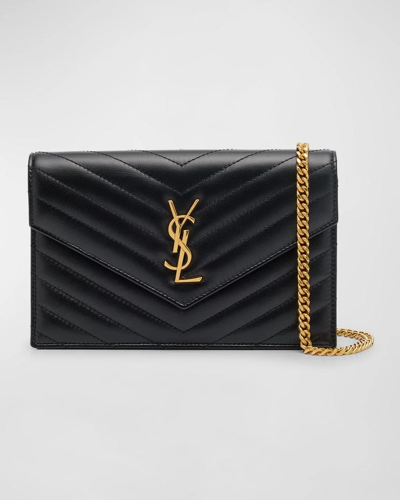Yves Saint Laurent Small YSL Wallet on Chain in Quilted Leather 1