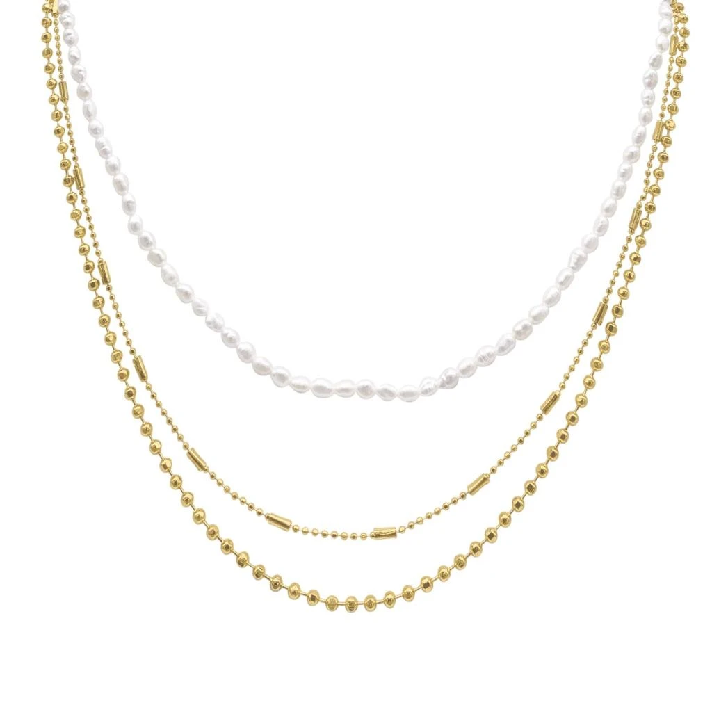 Adornia Seed Pearl Layerd Necklace gold 1