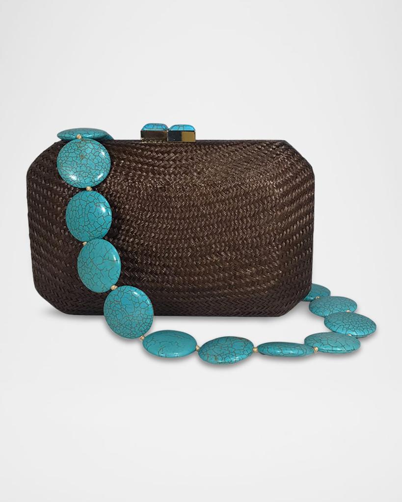 SERPUI Leticia Bun Straw Clutch Bag