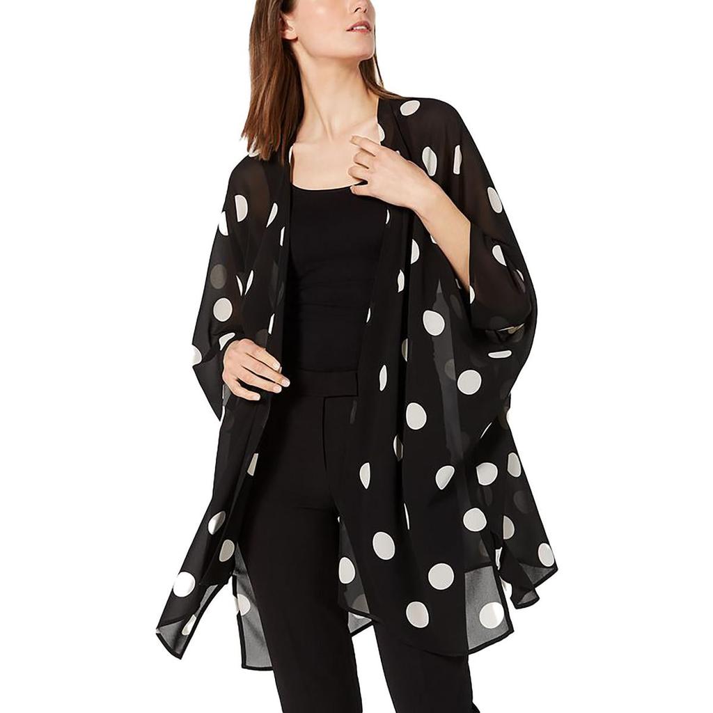 Anne Klein Womens Chiffon Polka Dot Duster Blazer