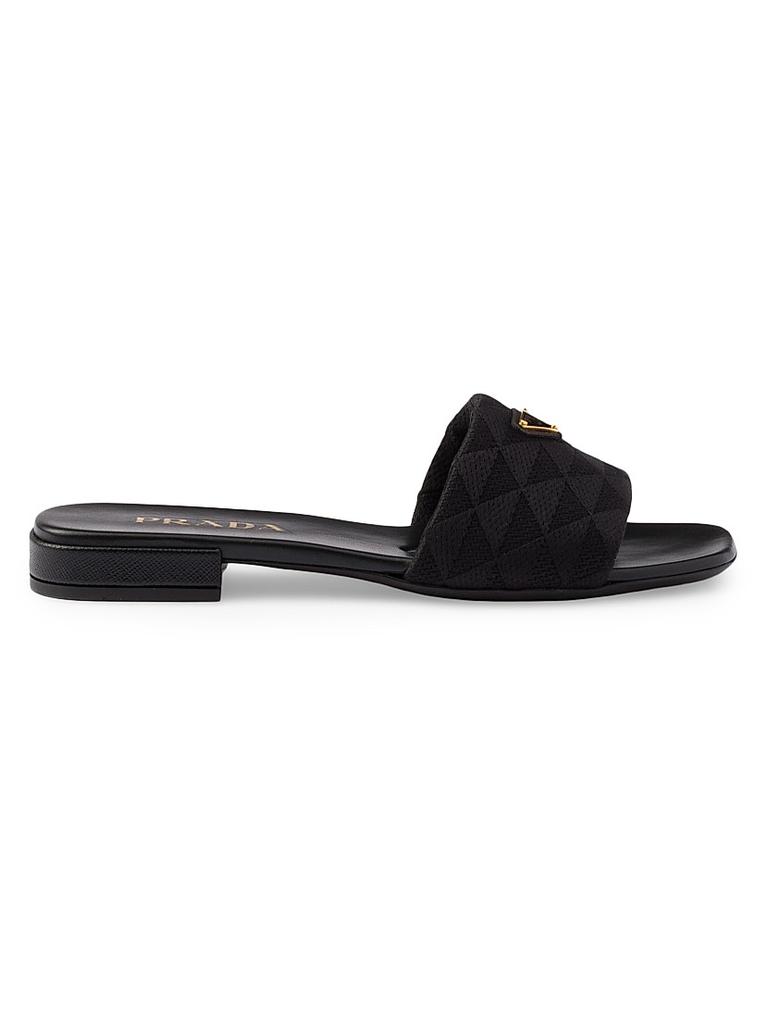 サンダル・ミュール PRADA Embroidered Fabric Slippers Prada Embroidered Fabric Slides - Slippers - Free Shipping