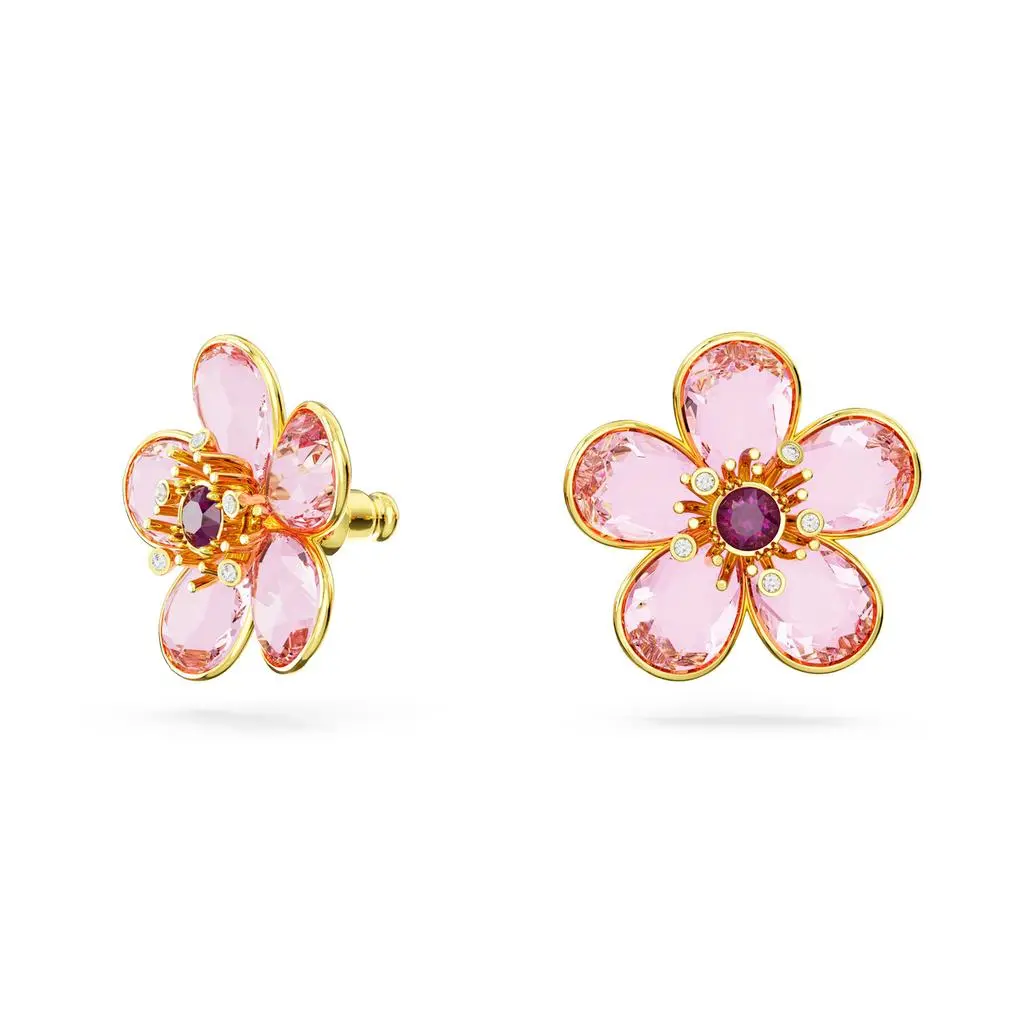 Swarovski Florere stud earrings flower pink gold-tone plated 5