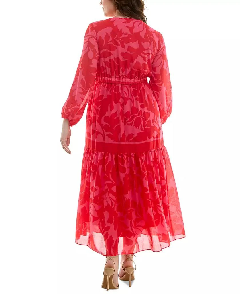 Taylor Plus Size Floral-Print Blouson-Sleeve Maxi Dress 4