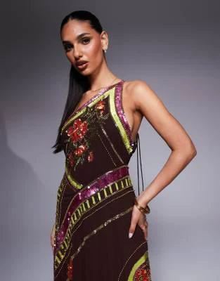 sachin and babi light blue dress Asos Skater Dress Embroidered Asymmetric Hem Cocktail Black Petite UK 10  BNWT