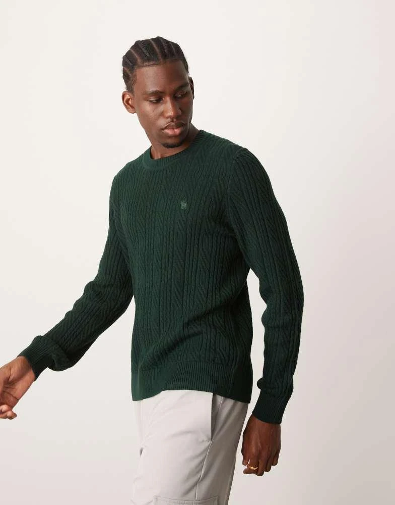 Abercrombie & Fitch Abercrombie & Fitch cable knit merino jumper in dark green 1