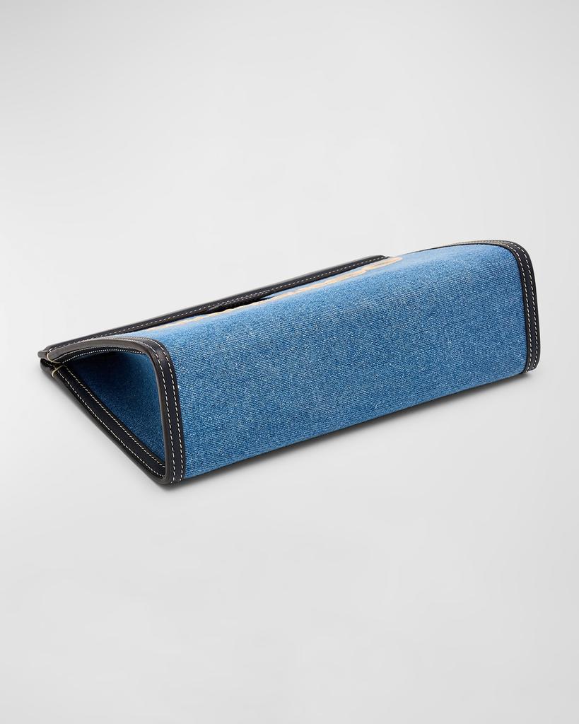 Jimmy Choo Avenue Denim Pouch Clutch Bag - Handbags