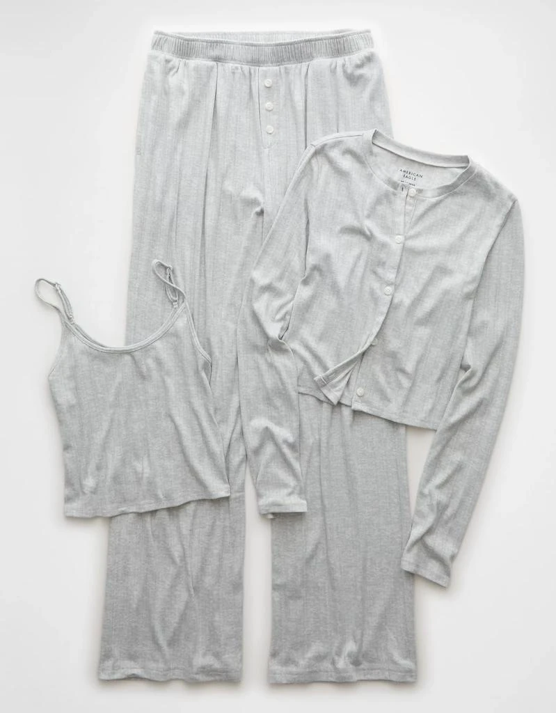 AE AE 3-Piece Pointelle Plush Cardigan Pajama Set 3