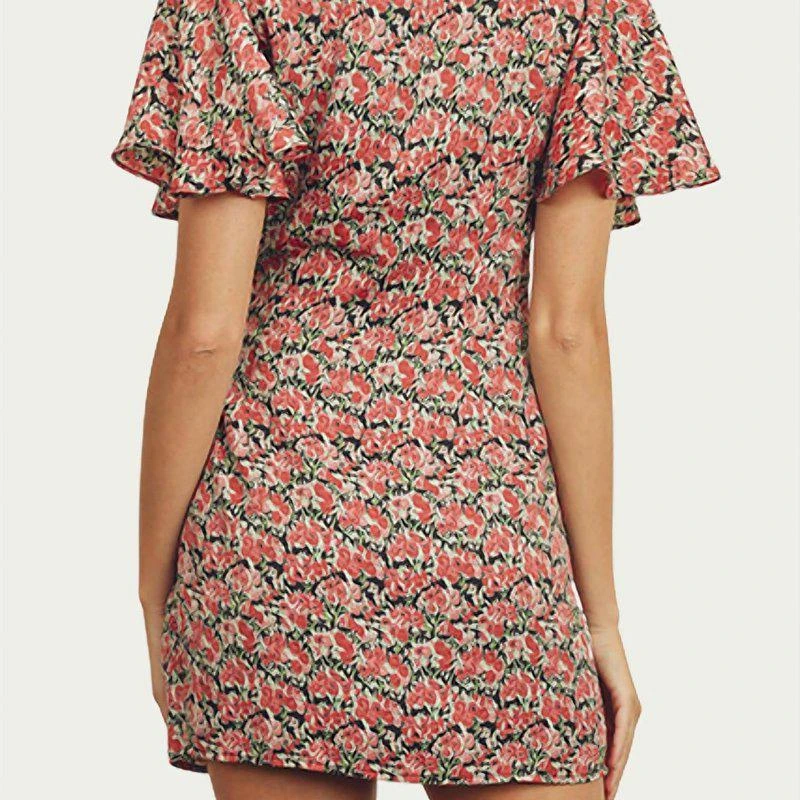 Dress Forum Floral-Print Satin Wrap Mini Dress In Multi 2