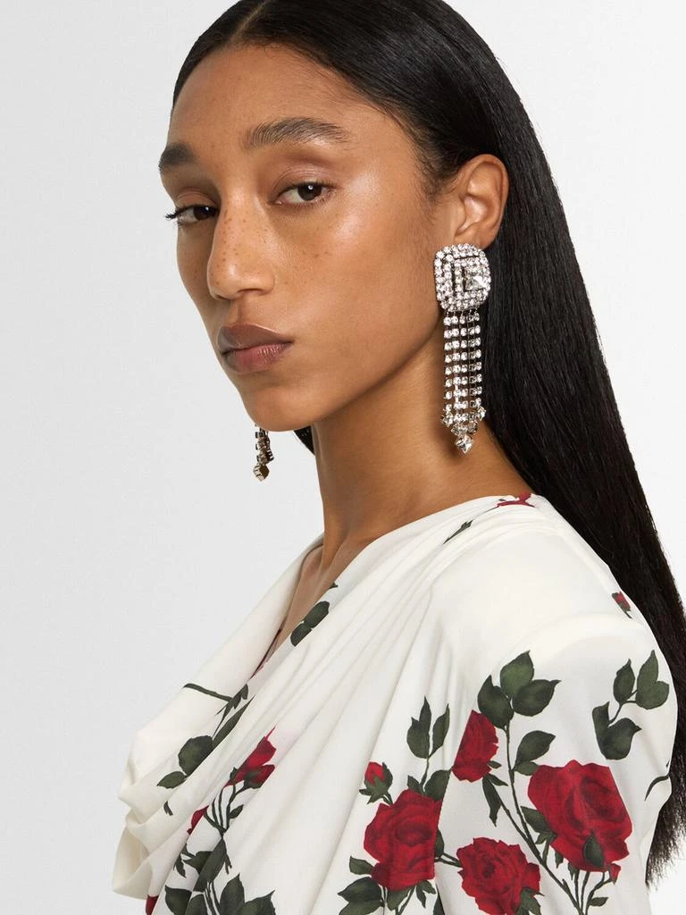 Alessandra Rich Square Crystal Earrings W/ Fringes 1
