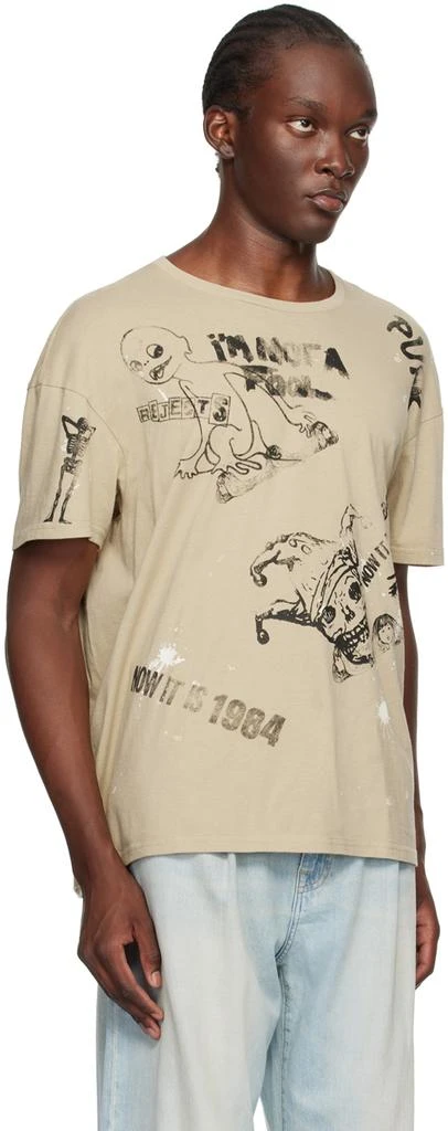 R13 Beige Relaxed Stamp T-Shirt 2