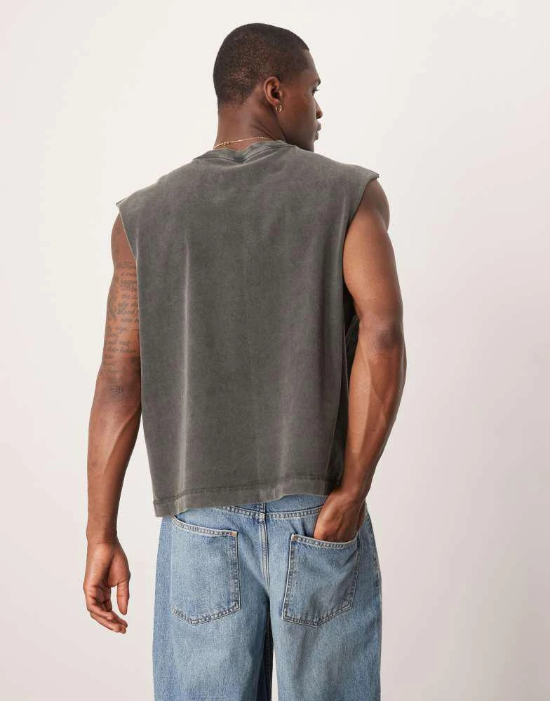 Abercrombie & Fitch Abercrombie & Fitch premium heavyweight cropped vest in washed black 4