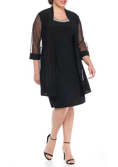 R & M Richards M Richards Plus Size Elongated Jacket Dress