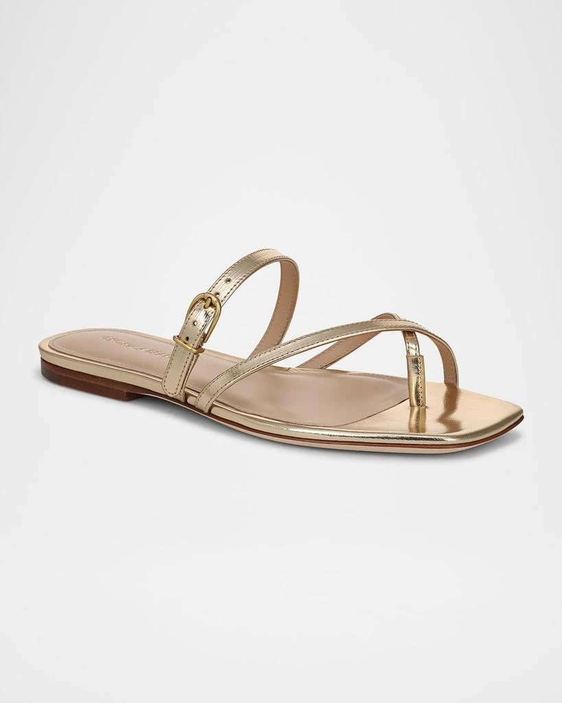 VERONICA BEARD Marthe Metallic Crisscross Buckle Flat Slide Sandals 2