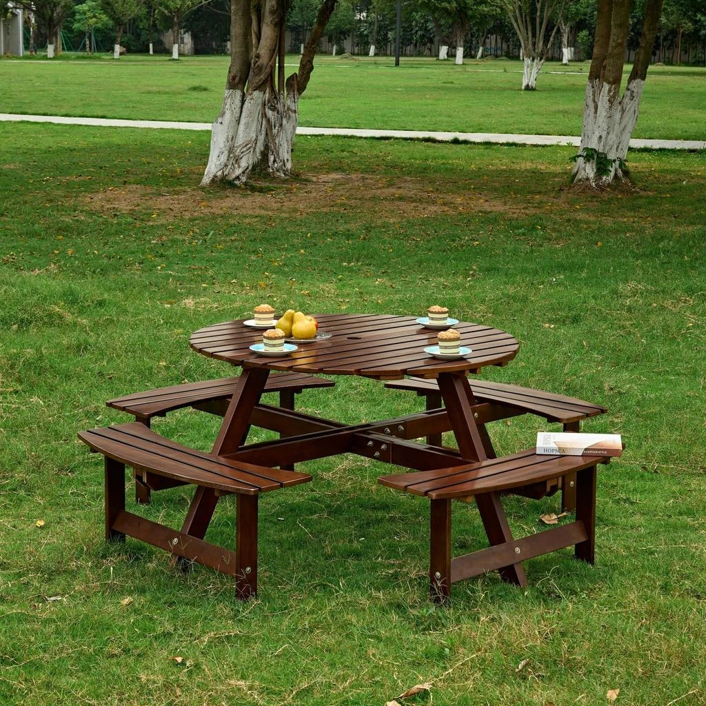 Streamdale Furniture Streamdale Octagonal Picnic Table with Umbrella Hole 
Waterproof Top