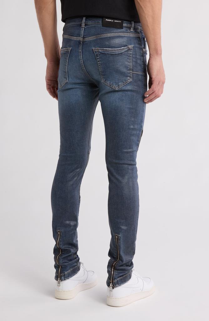 Purple Brand P001 Moto Patchwork Low Rise Skinny Jeans