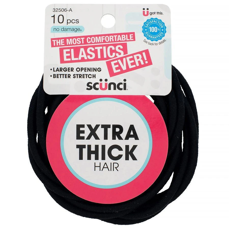 Scunci No-Damage Nylon Hair Elastics for Extra Thick Hair 3