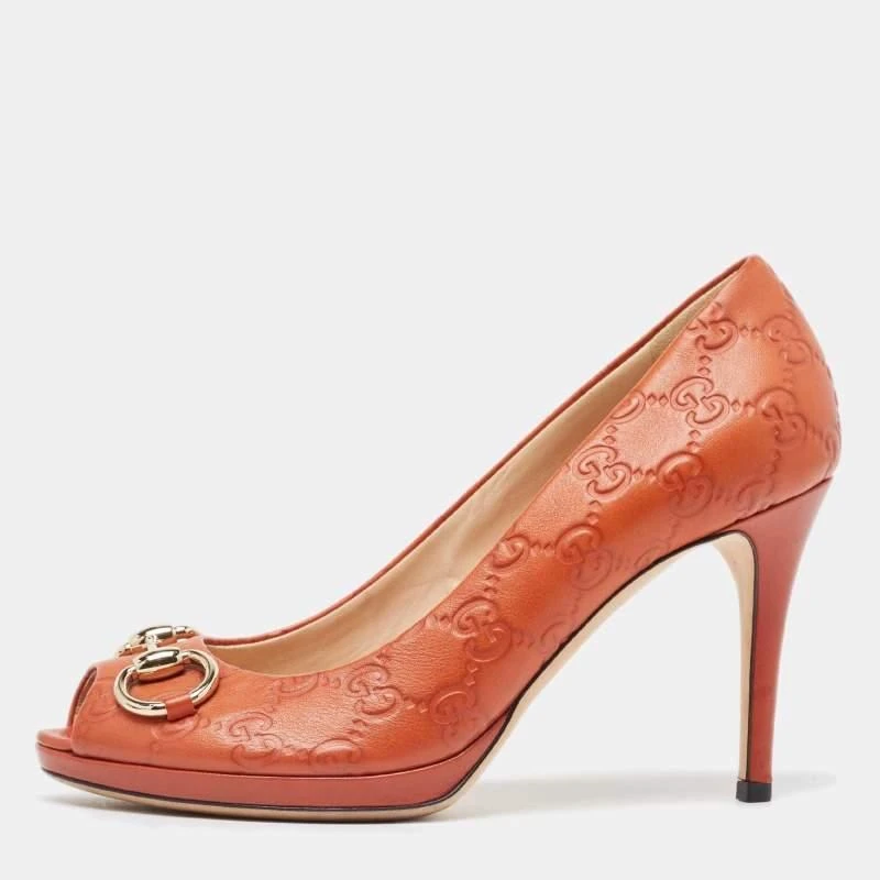 Gucci Gucci Brown Guccissima Leather Open Toe Pumps Size 37.5 1