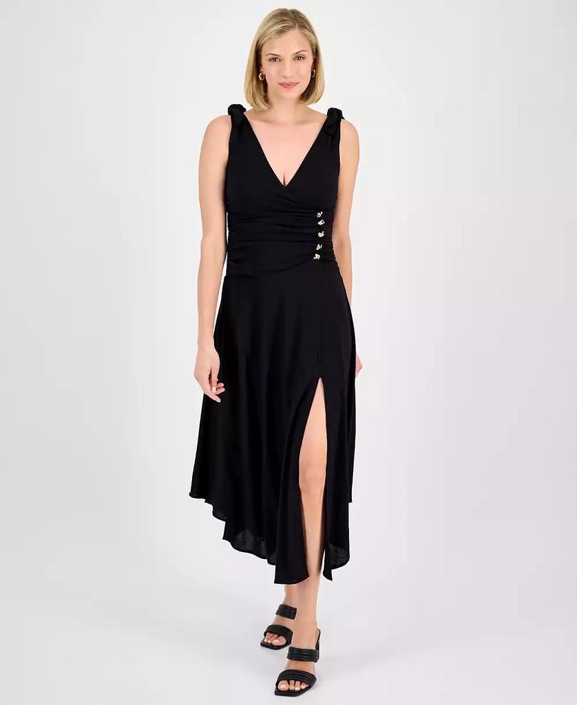 RACHEL Rachel Roy Women's Estelle Knot-Shoulder Ruched Midi Dress