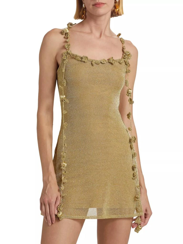 Cult Gaia Alonza Embroidered Metallic Knit Minidress 3