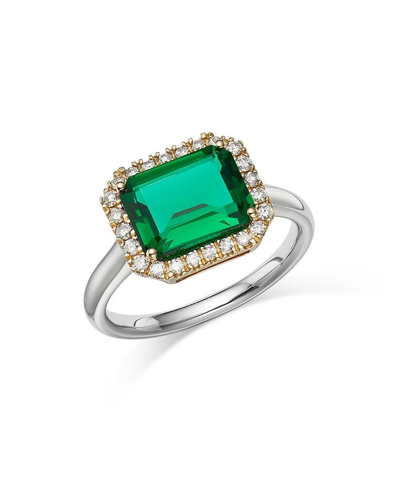 Bloomingdale's Fine Collection Emerald and Diamond Halo Ring in 14K Yellow & White Gold - Exclusive 1