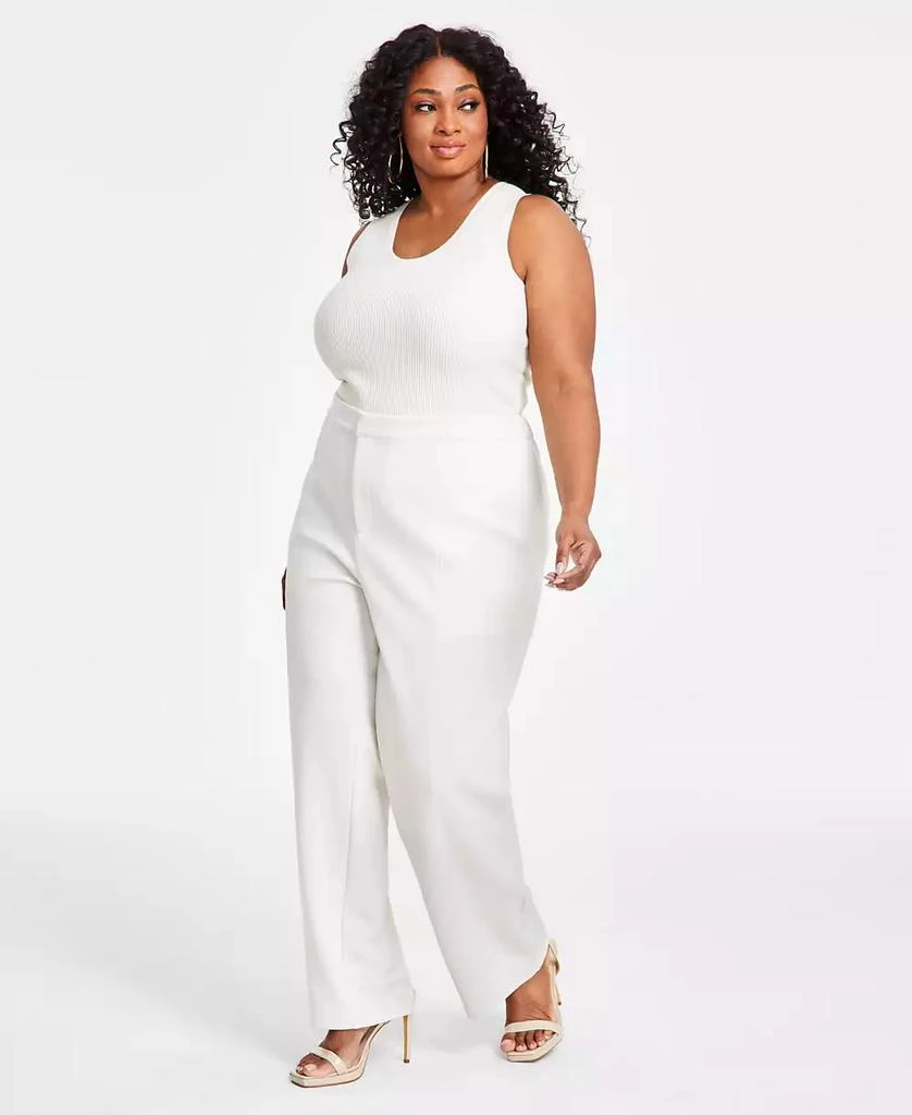 Nina Parker Trendy Plus Scuba Straight-Leg Pull-On Pants 1