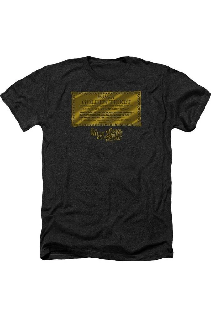 Gildan Willy Wonka And The Chocolate Factory Golden Ticket Adult Heather Tee / T-Shirt 1