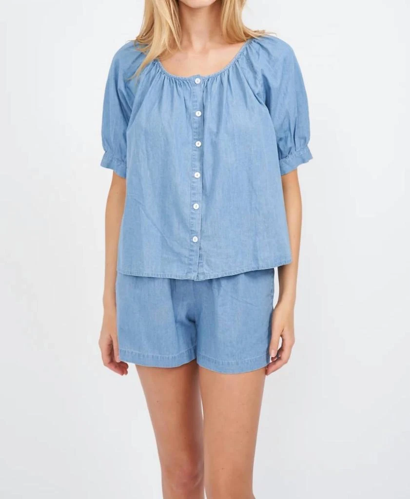 Marea Everly Top In Washed Chambray 1