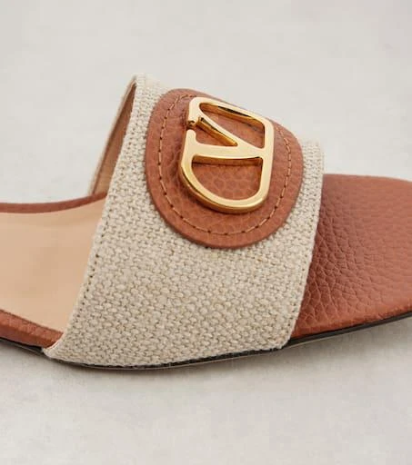 Valentino VLogo Signature leather-trimmed canvas slides 5