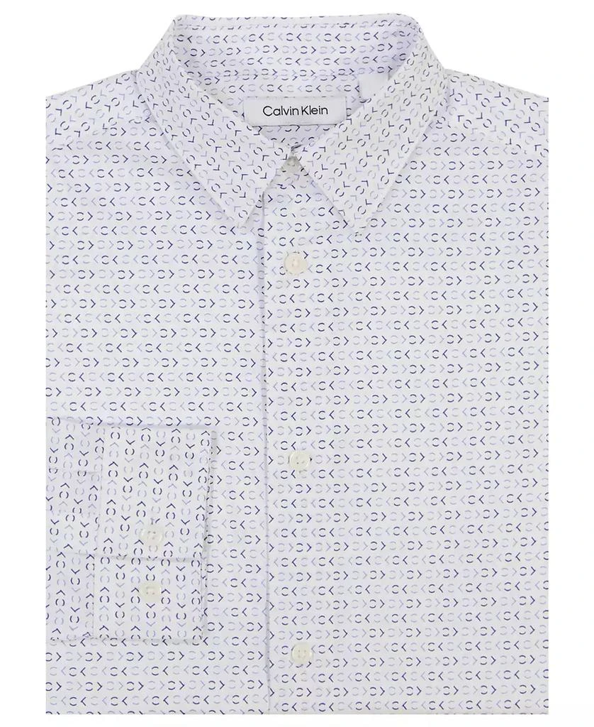 Calvin Klein Big Boys Long Sleeve Stretch CK Glyph Print Dress Shirt 1