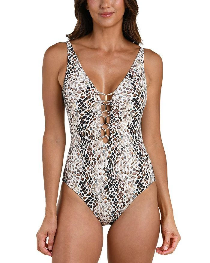 La Blanca Wild Whispers Plunge Neck One Piece Swimsuit