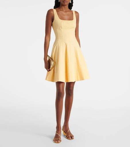 staud romy dress Romy gathered cotton minidress in yellow - Staud