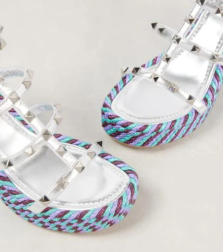 Valentino Rockstud leather espadrille wedges 5