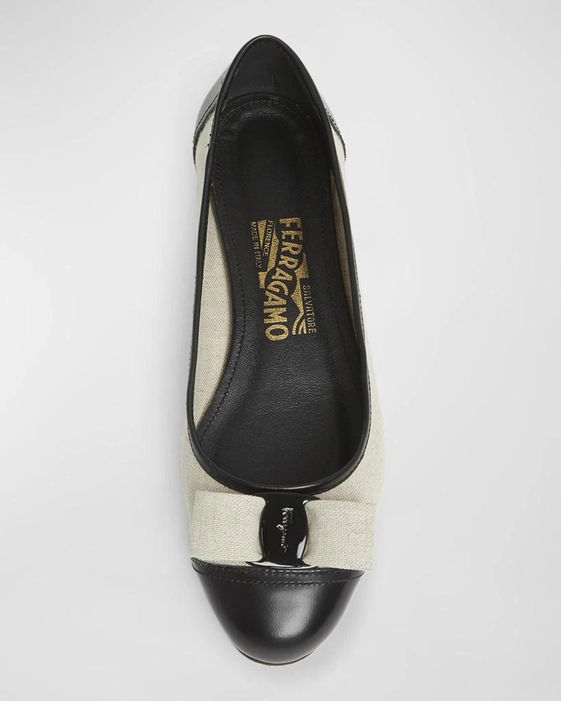 Salvatore Ferragamo Varina Linen Bow Ballerina Flats 4