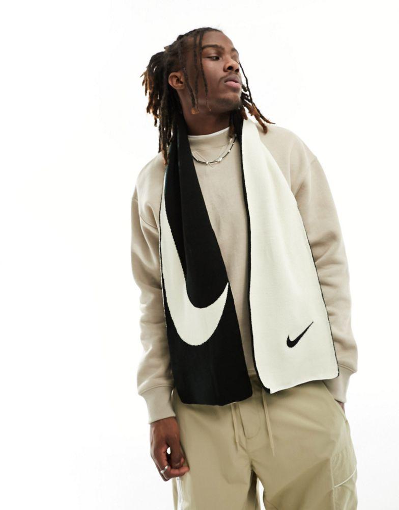 Nike Nike reversible swoosh scarf in black and off white