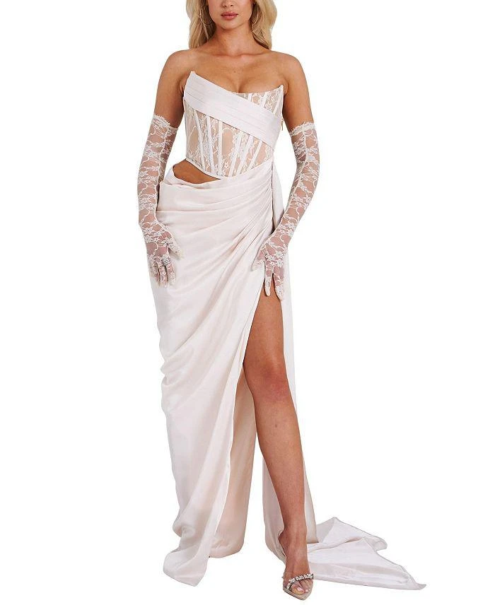 Miss Circle Callie Corset Draping High Slit Gown