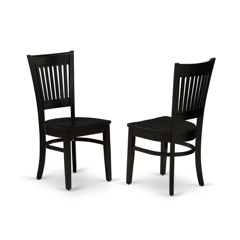 East West Furniture VAC-BLK-W Vancouver Dining Room Chairs - Slat Back Wood Seat Chairs, Set of 2, Oak 1