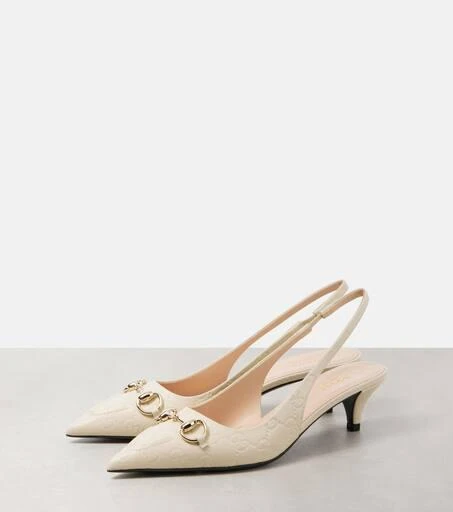 Gucci Horsebit GG 45 leather slingback pumps 4