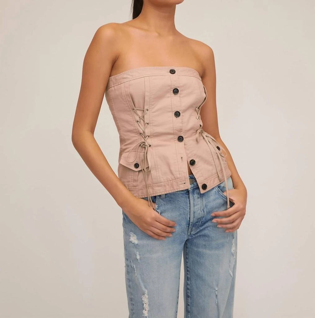 MARISSA WEBB Oakley Canvas Lace Up Corset In Sandshell 1