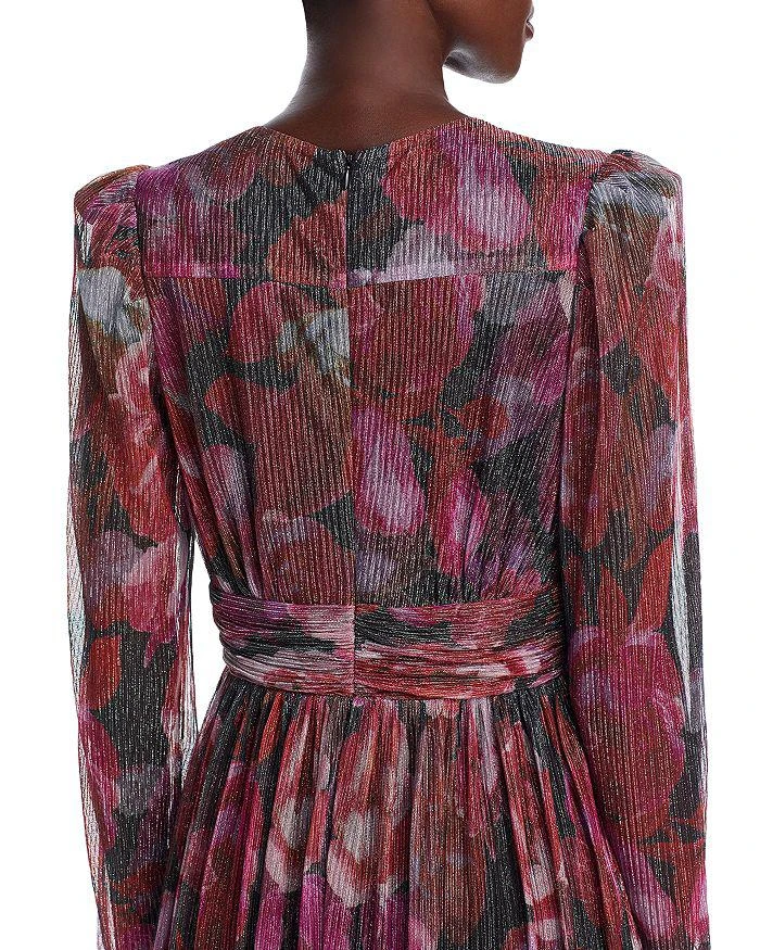 AQUA Floral Crinkle Metallic Long Sleeved Maxi Dress - Exclusive 6