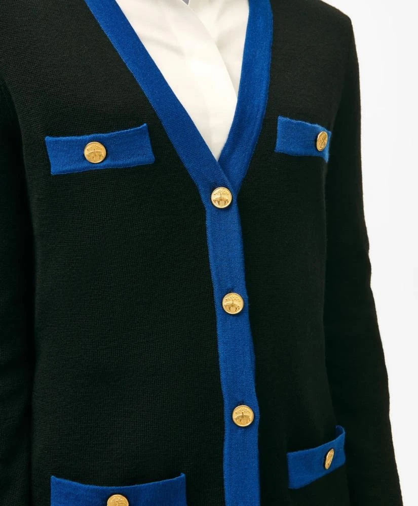 Brooks Brothers V-Neck Tipped Tunic Cardigan in Wool 2