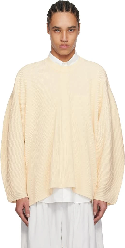 Homme Plissé Issey Miyake Beige Tight Twist Cotton Knit Sweater 1