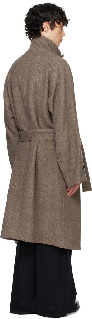 RAINMAKER KYOTO Brown Stand Collar Belted Coat 3