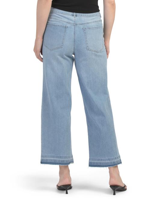 D. JEANS High Waist Recycled Release Hem Wide Leg Ankle Jeans