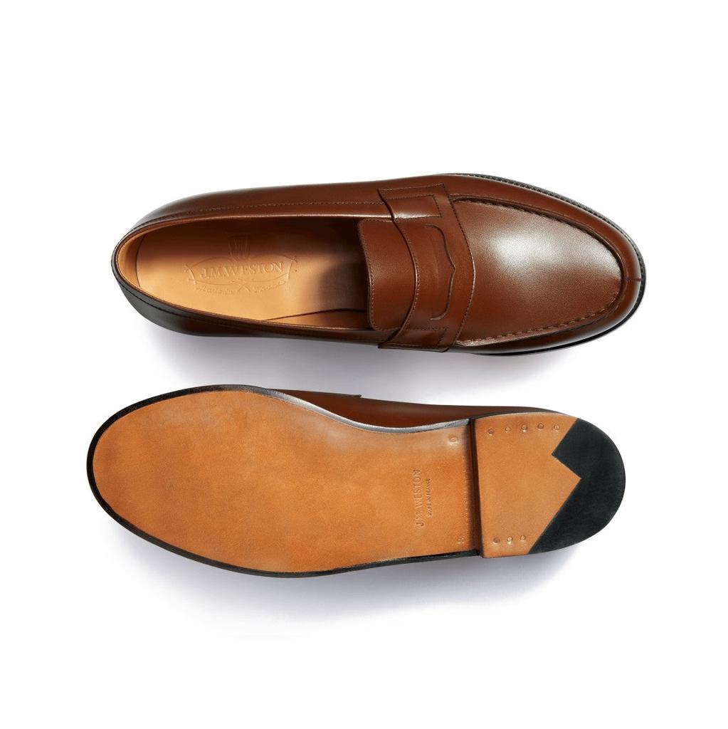 JM WESTON Calf Leather Moccasin Loafer With Goodyear Construction