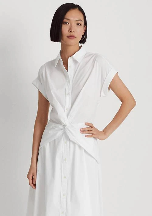 Lauren Ralph Lauren Ralph Lauren Twist Front Cotton Blend Shirtdress 4