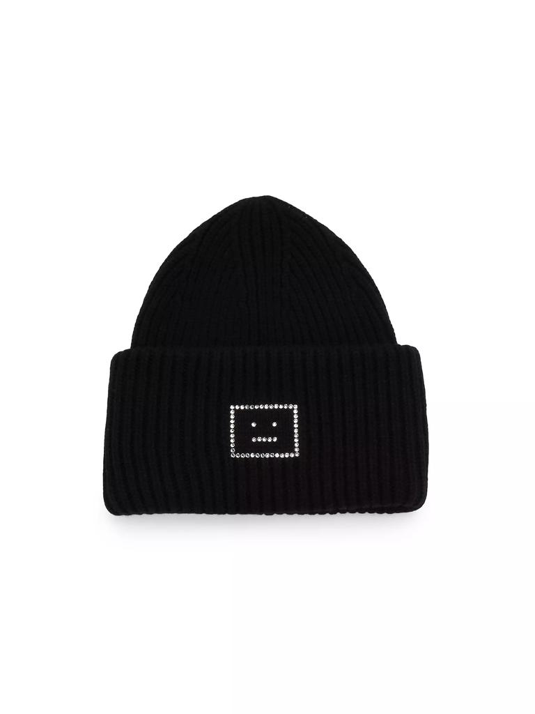 Acne Studios Unisex Pansy Wool Crystal-Embellished Beanie