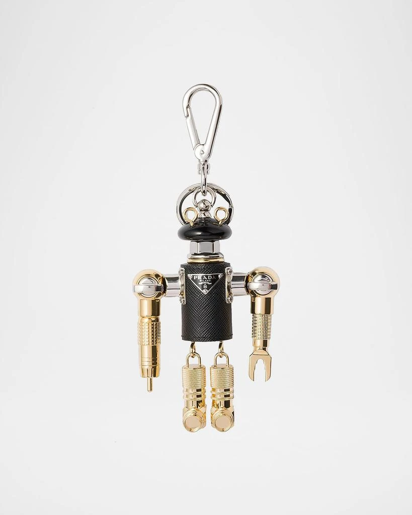 Prada Robot Saffiano Leather Key Ring Charm