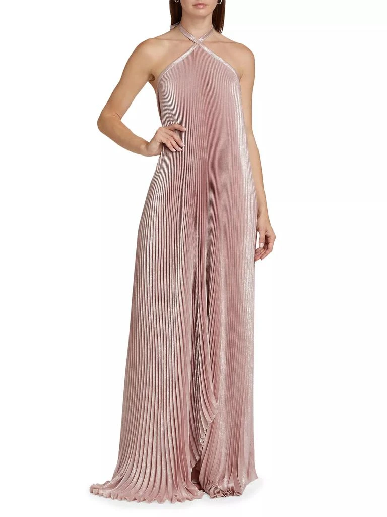 L'Idée Deesse Pleated Halter Maxi Dress 3